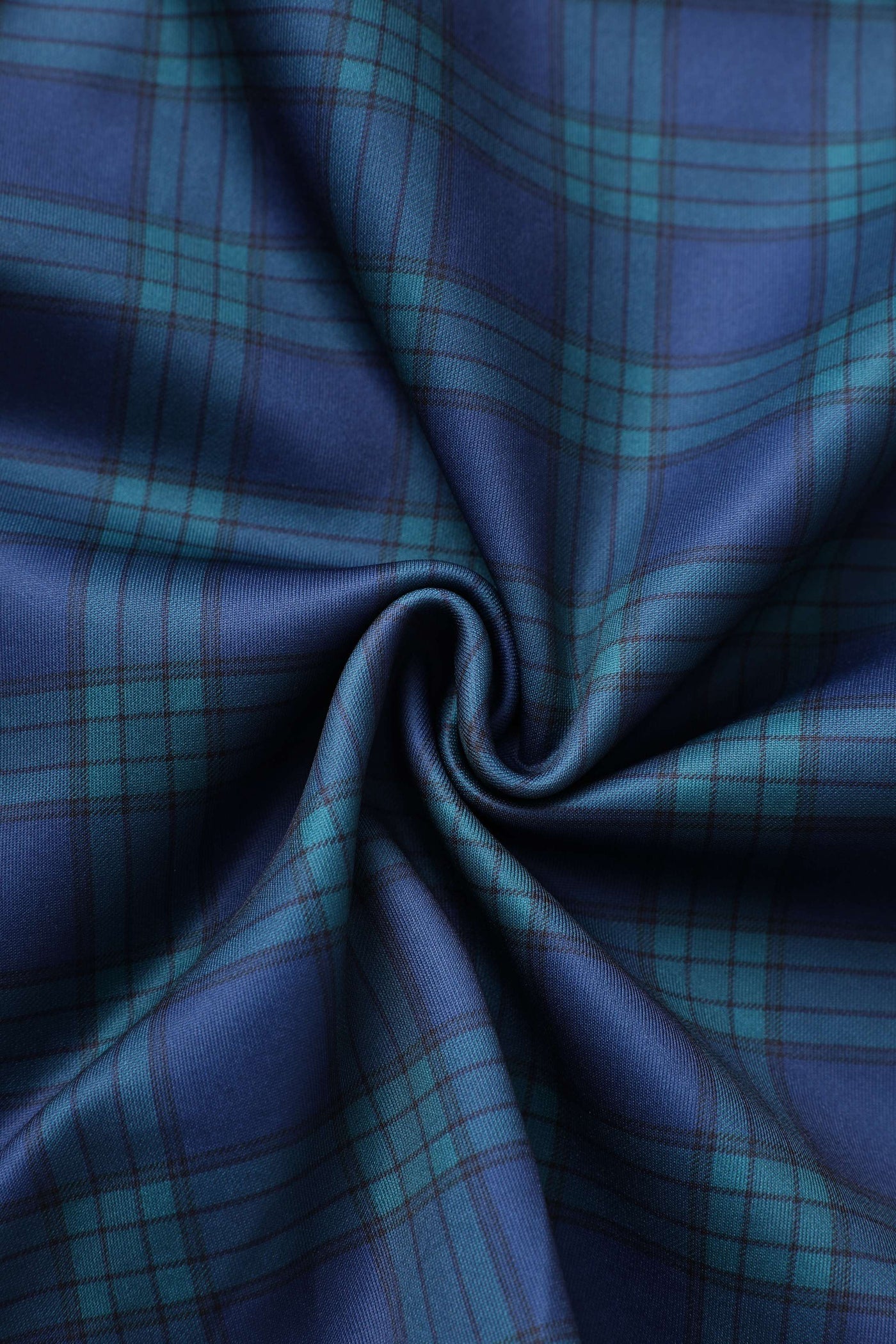 Fabric of Navy Blue Tartan Midi Dress