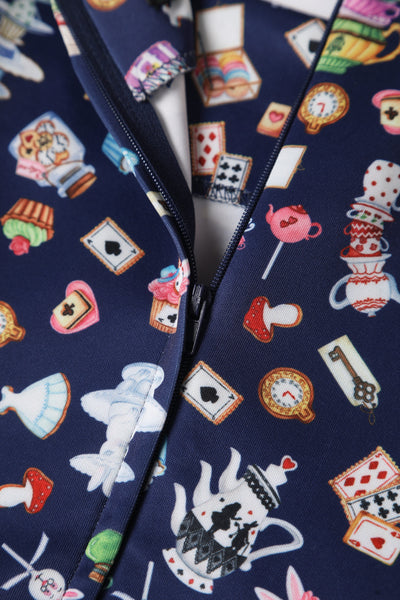 Navy Blue Alice in Wonderland Swing Dress