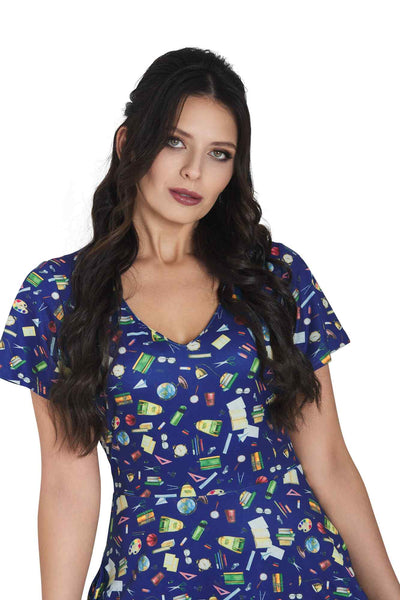 Model photo of  Navy School Supply Short Sleeved Dress