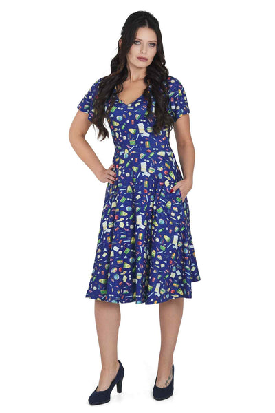Model photo of  Navy School Supply Short Sleeved Dress