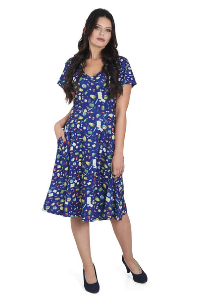 Model photo of  Navy School Supply Short Sleeved Dress