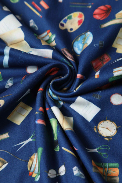 Close up view of Navy School Supply Short Sleeved Dress