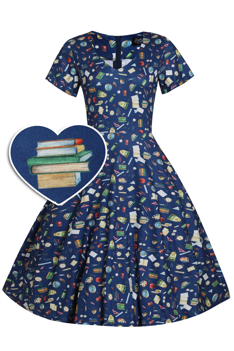 Front view of Navy School Supply Short Sleeved Dress