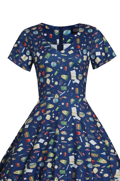 Front view of Navy School Supply Short Sleeved Dress2
