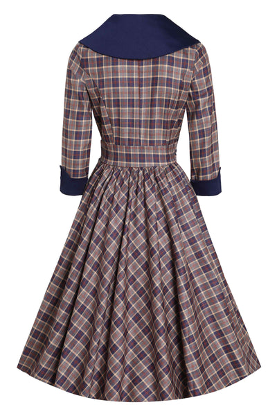 Back view of Navy Tartan Coat Dress