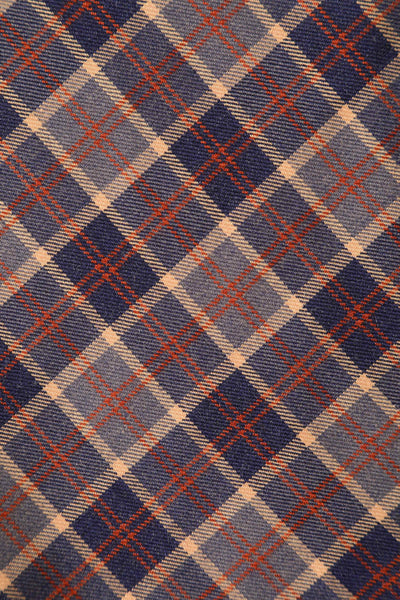 Close up view of Navy Tartan Coat Dress