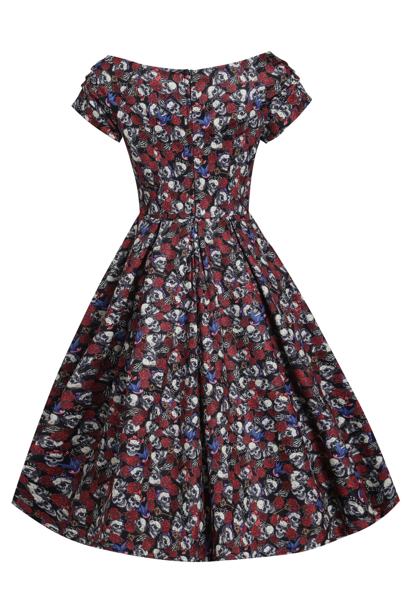 Off Shoulder 50s Rockabilly Skull Dress