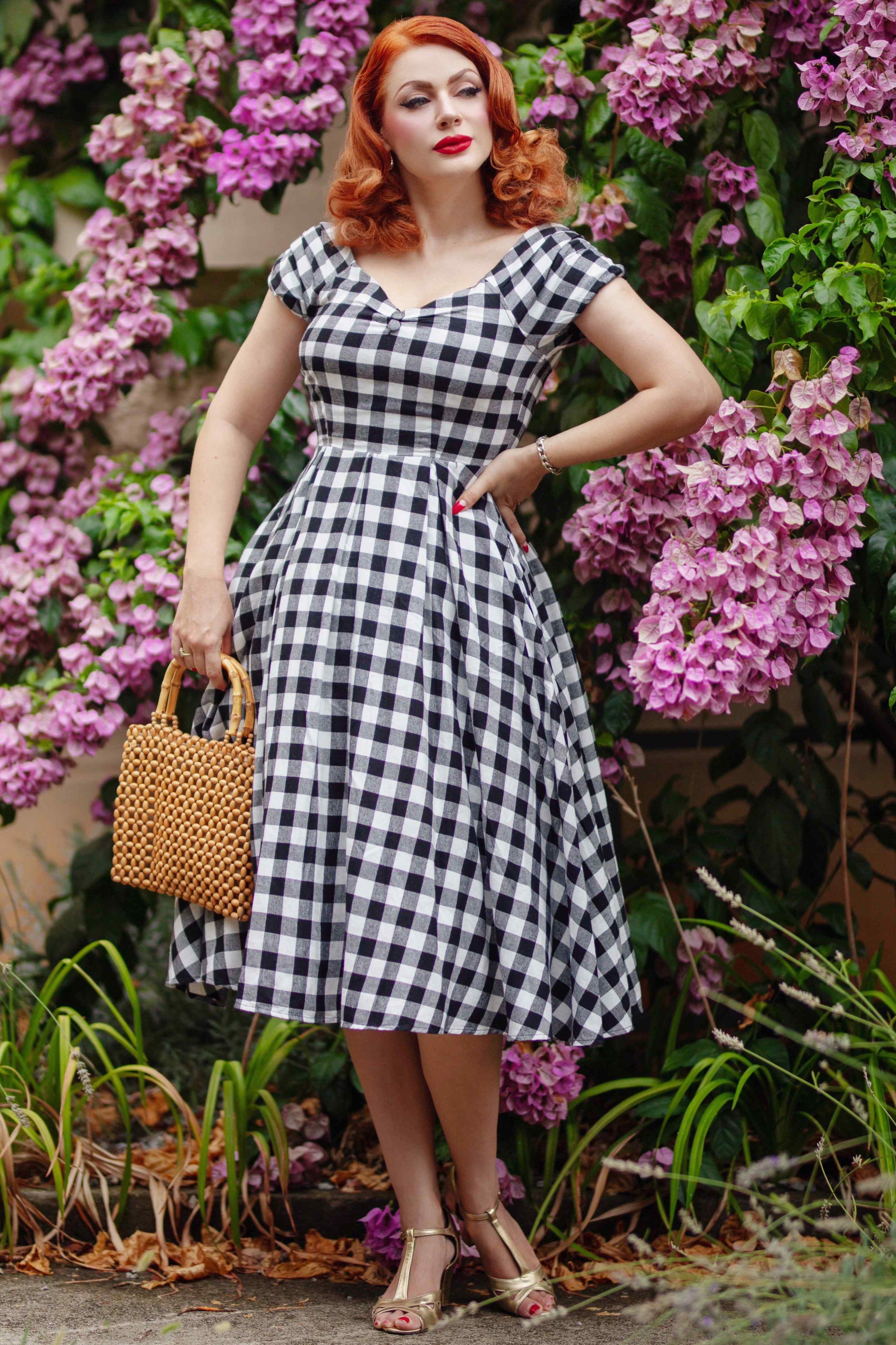 strapless open back dress PINK GINGHAM MAXI main image 1