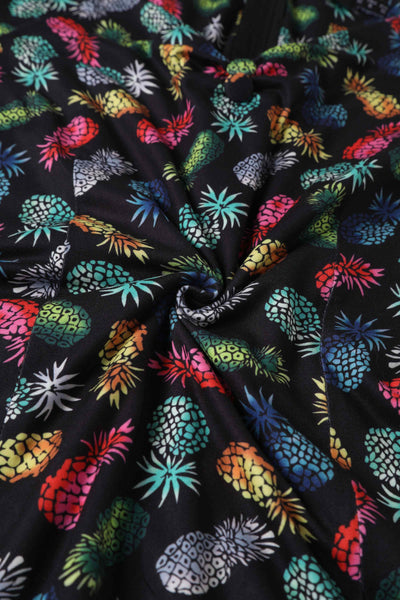 Close up view of Off Shoulder Black Pineapple Top