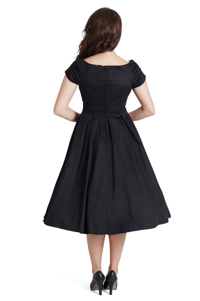 Off Shoulder Black Swing Dress