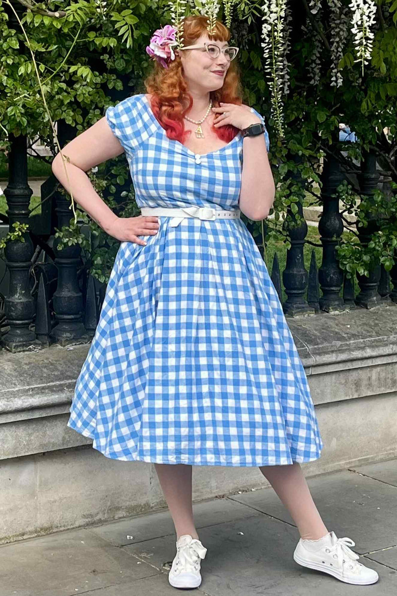 Lily Off Shoulder Blue Gingham Dress Lily Off Shoulder Blue Gingham Dress