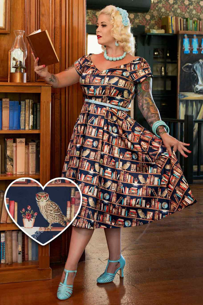 Lily Off Shoulder Book Owl Dress 8