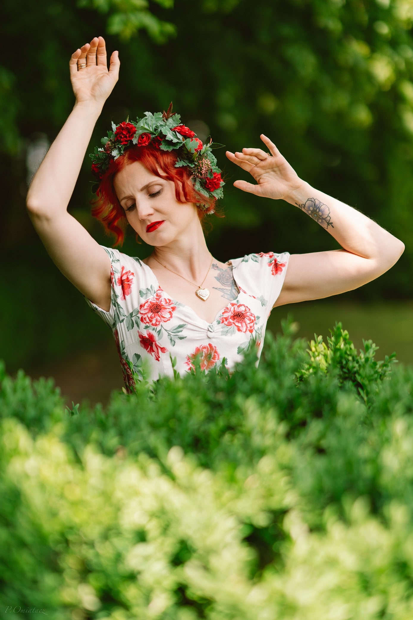 Off Shoulder Floral Swing Dress In White