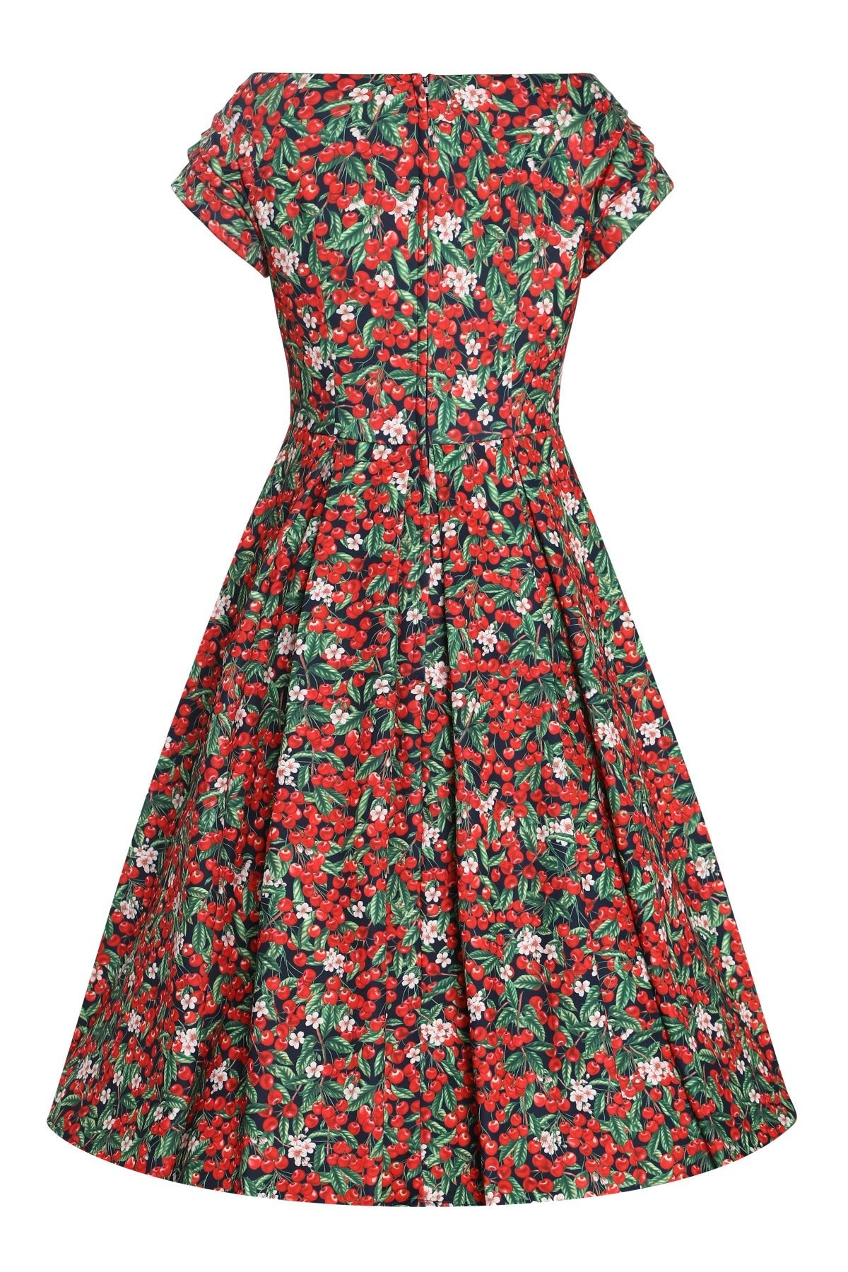 Back view of Close up view of Red Berry Off Shoulder Dress