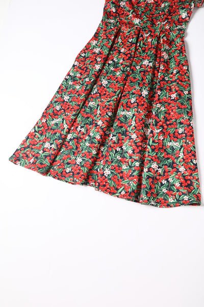 Close up view of Red Berry Off Shoulder Dress