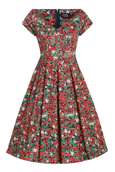 front view of Red Berry Off Shoulder Dress