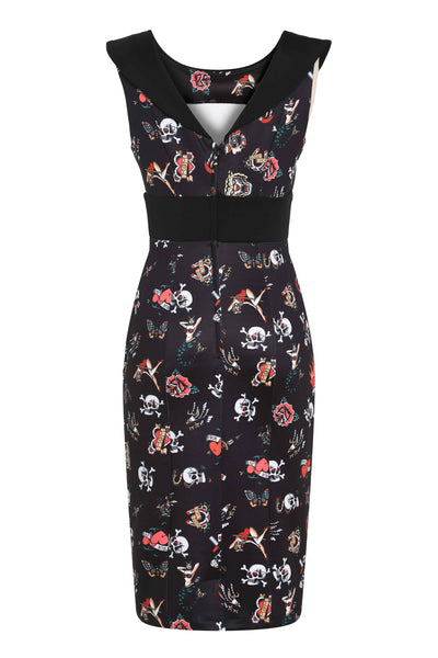 Back view Old School Tattoo Wiggle Dress