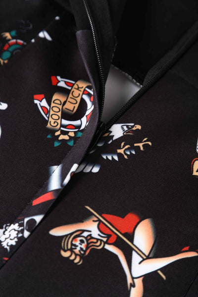 Close up view of Old School Tattoo Wiggle Dress