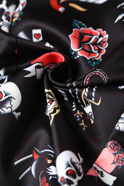 Close up view of Old School Tattoo Wiggle Dress