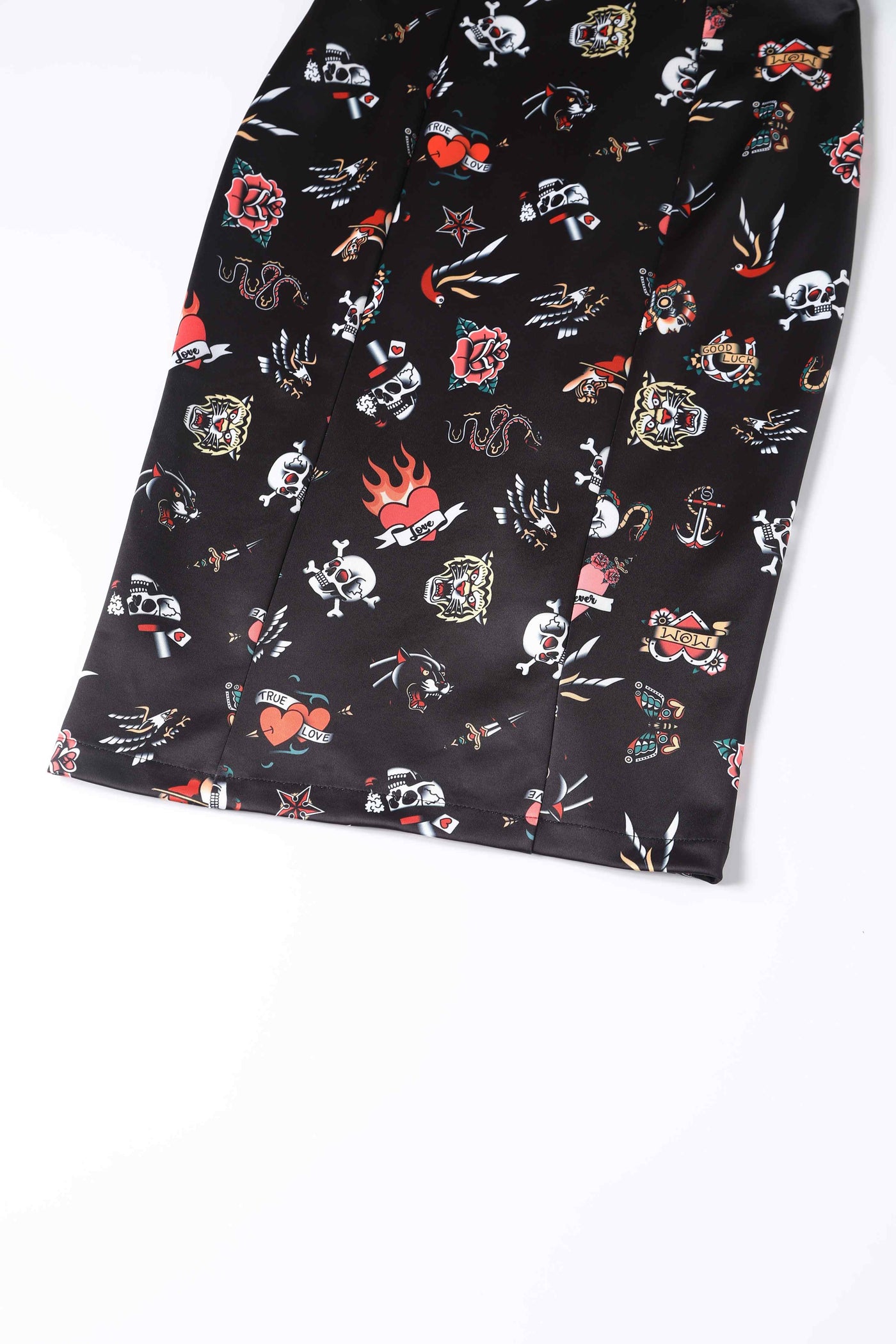Close up view of Old School Tattoo Wiggle Dress
