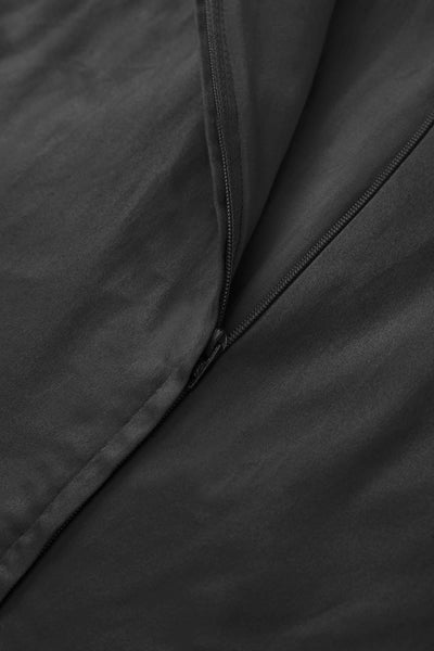 Zipper of One Shoulder Black Swing Dress