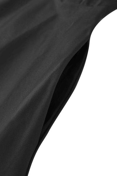 A side pocket of One Shoulder Black Swing Dress