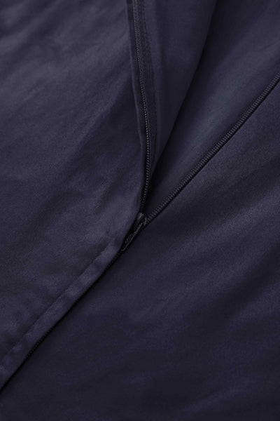 Zipper of One Shoulder Navy Blue Swing Dress