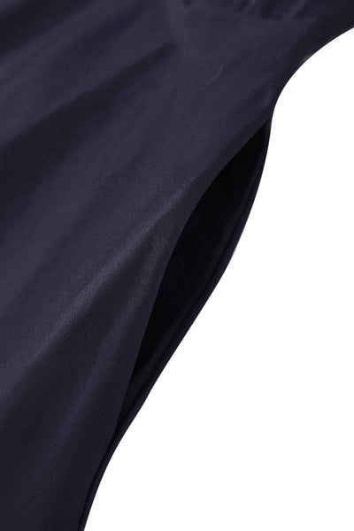 A side pocket of One Shoulder Navy Blue Swing Dress
