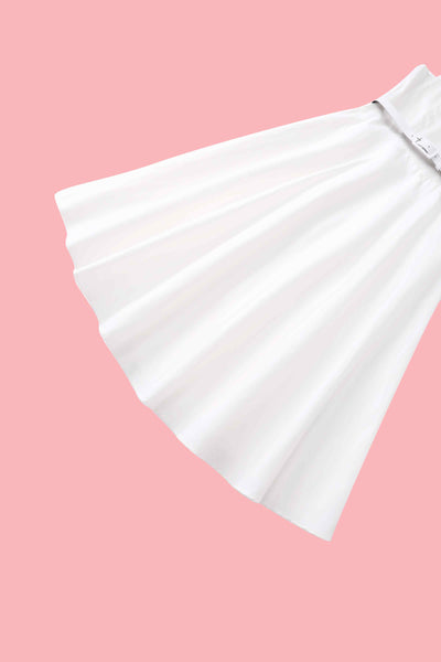 close up view of Susan One Shoulder White Swing Dress