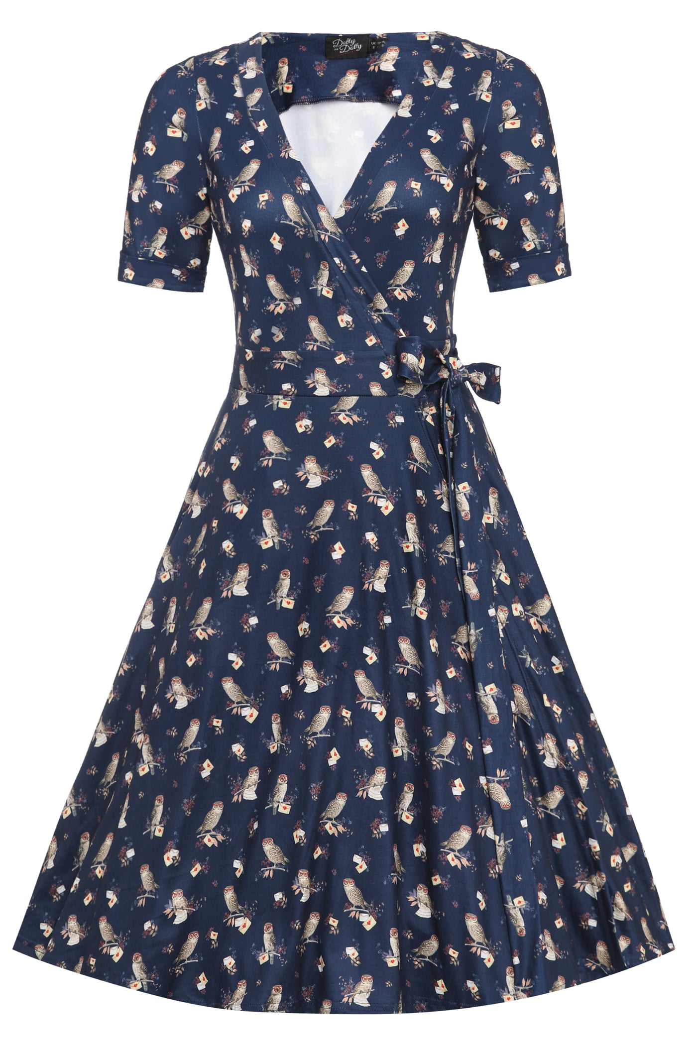 Oxford Blue Owl Wrap Dress