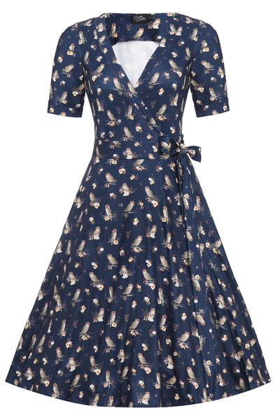 Oxford Blue Owl Wrap Dress
