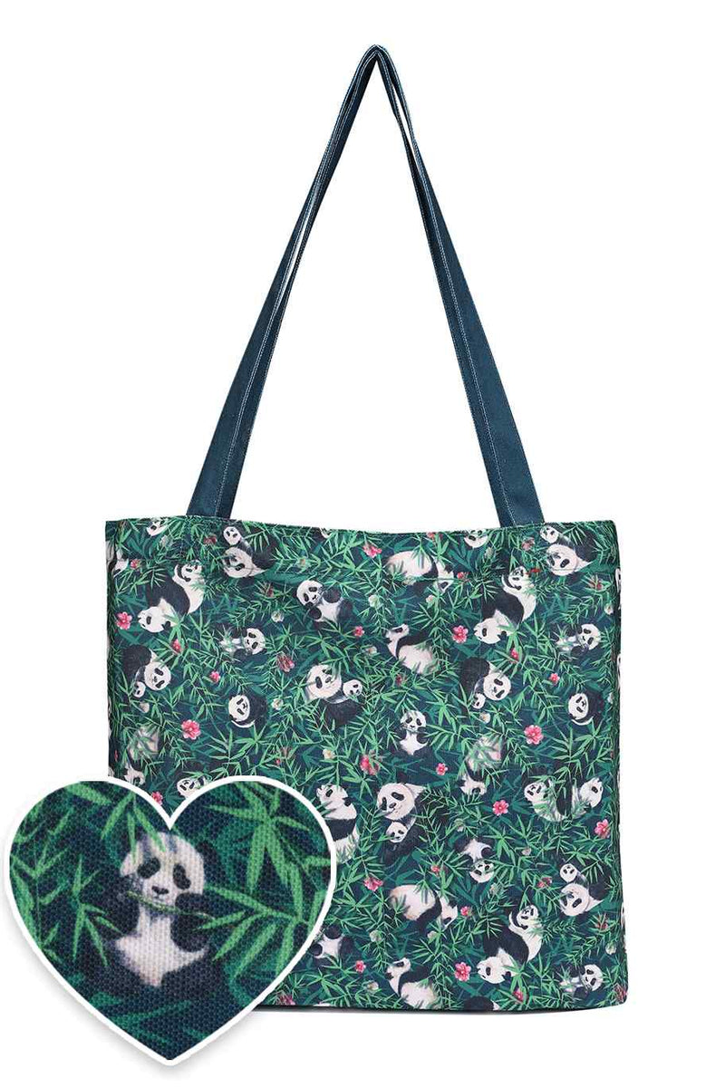 Panda & Bamboo Print Shopping Tote Bag