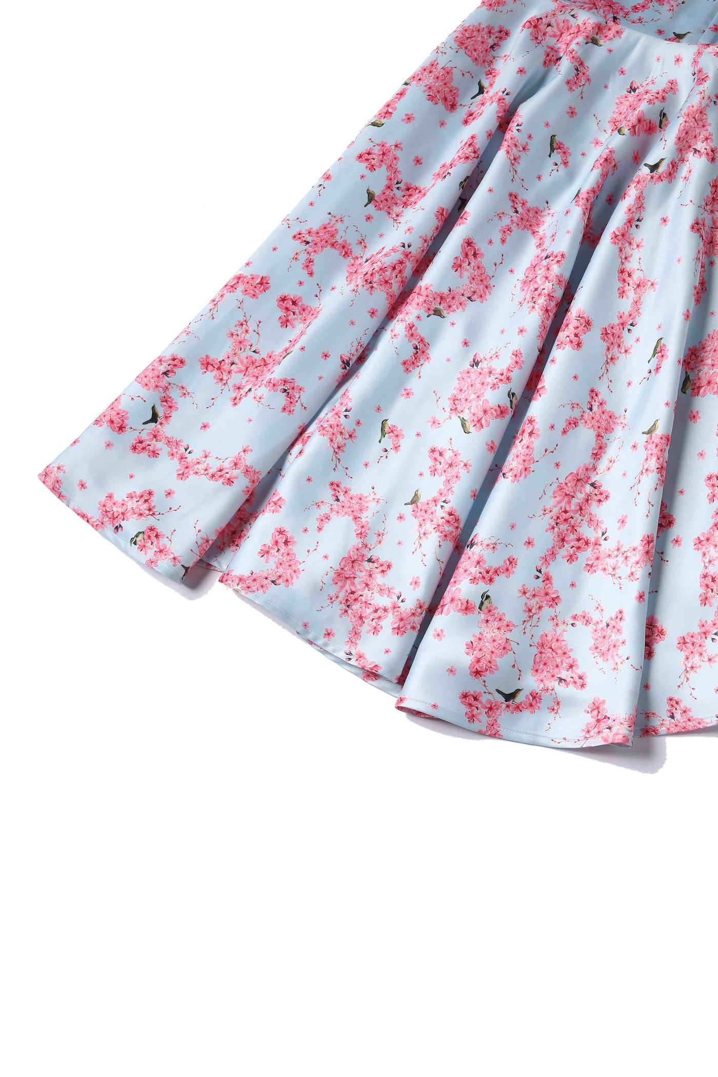 Close up view of Pastel Cherry Blossom Pleated Bust Dress