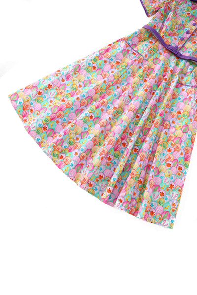 Close up view of Pastel Seashell Midi Shirt Dress