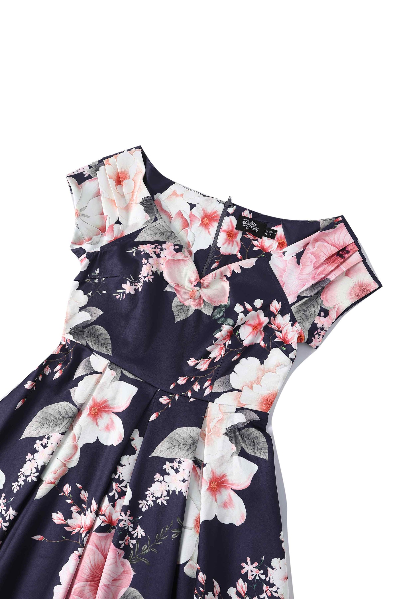 Close up view of Peony Off Shoulder Dress