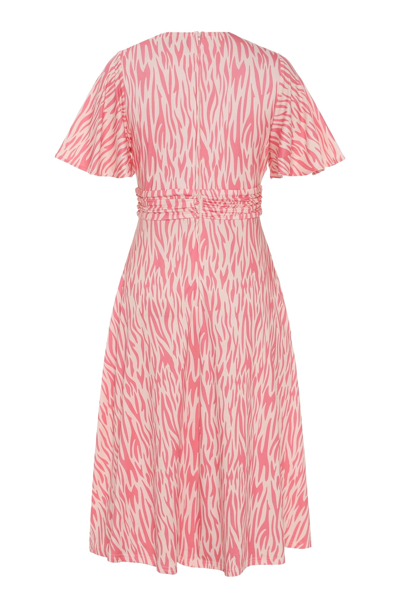 Back view of Pink Animal Print Tea Dress