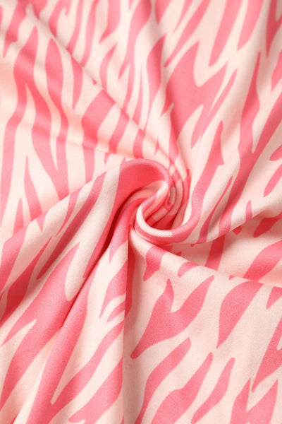 Close up view of Pink Animal Print Tea Dress