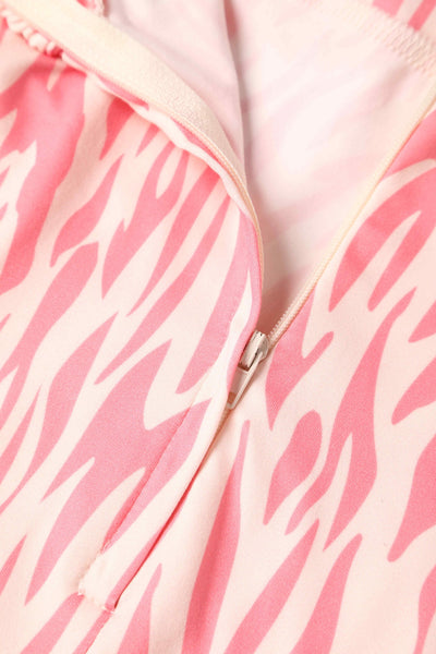 Close up view of Pink Animal Print Tea Dress
