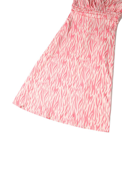 Close up view of Pink Animal Print Tea Dress
