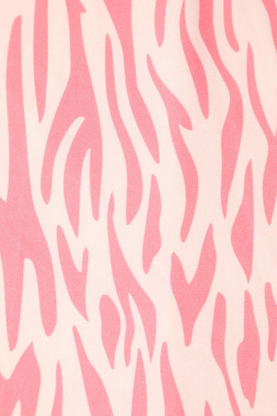 Close up view of Pink Animal Print Tea Dress