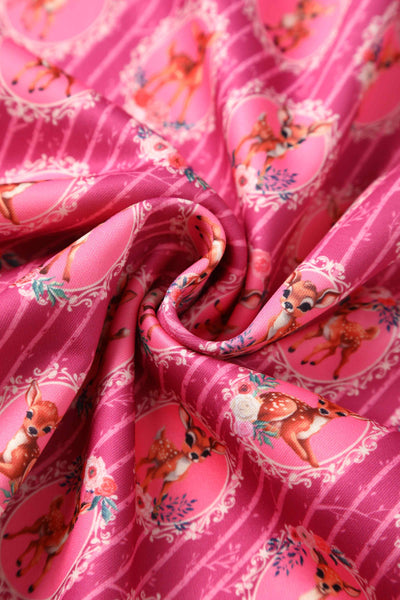 Close up view of Pink Bambi Midi Dress
