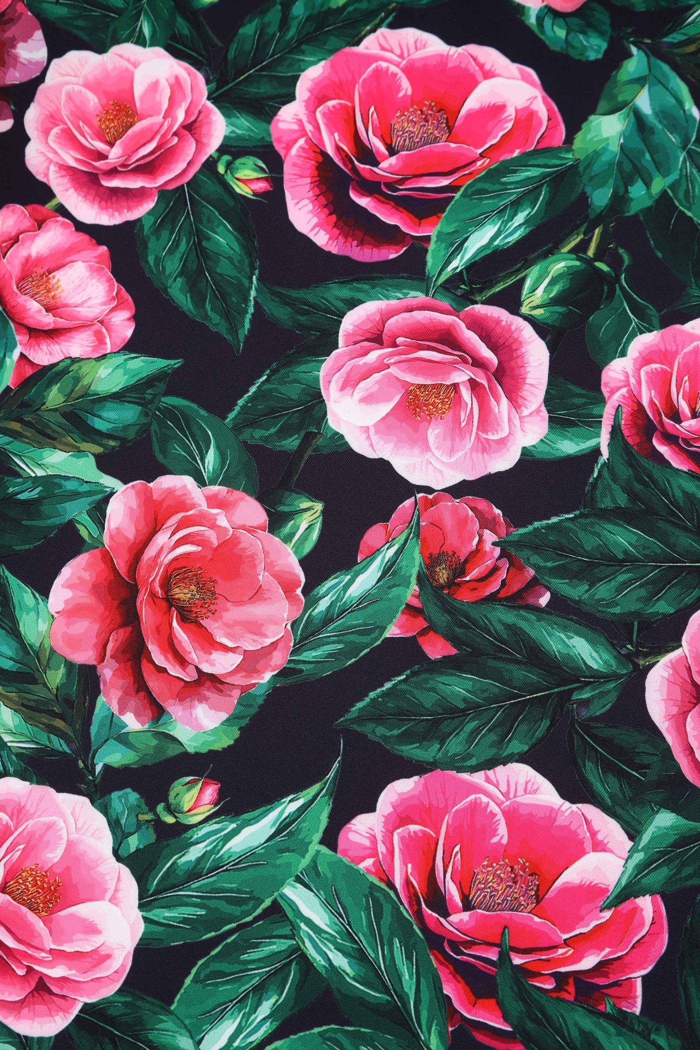 Pattern of Lily Pink Camellia Off Shoulder Dress In Black