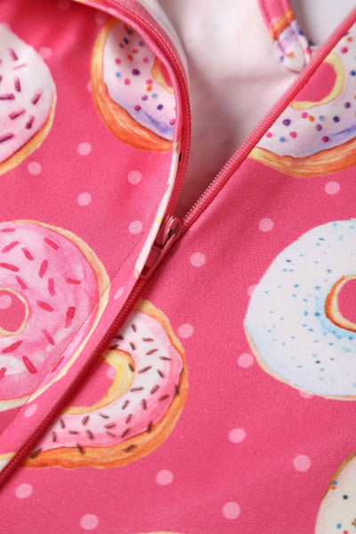 Close up view of Pink Donut Short Sleeved Dress