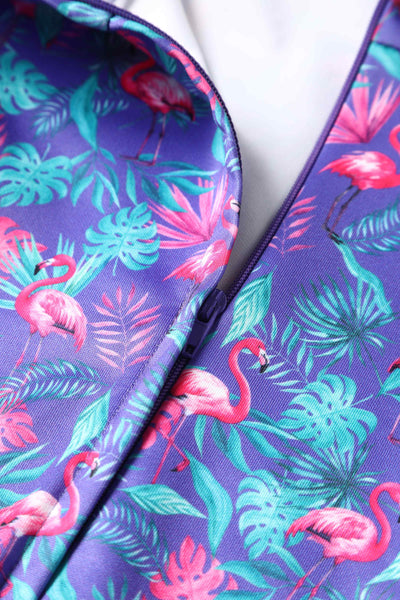 Zip view of Pink Flamingo Strapless Dress in Purple