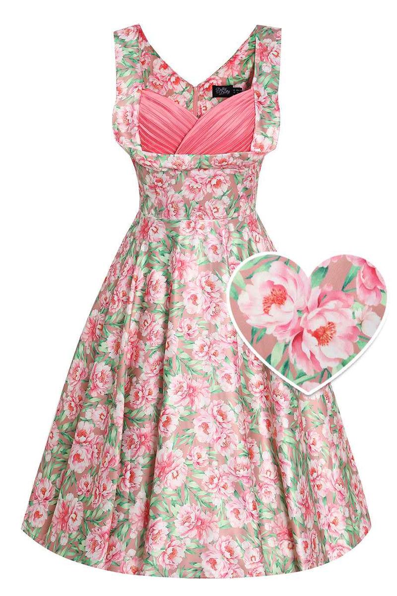 Front view of Pink Floral Circle Dress