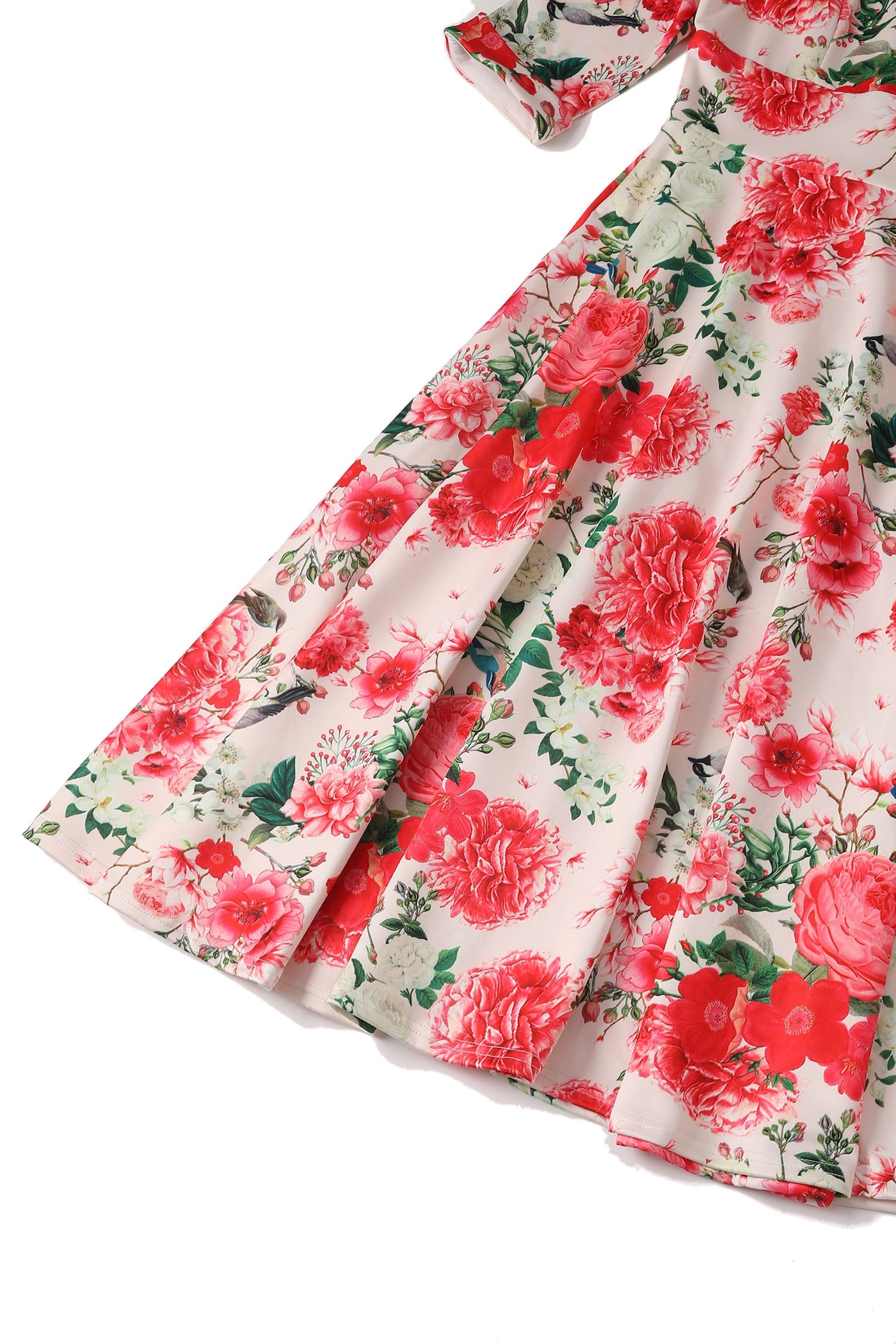 Pink Floral Mid Calf Dress