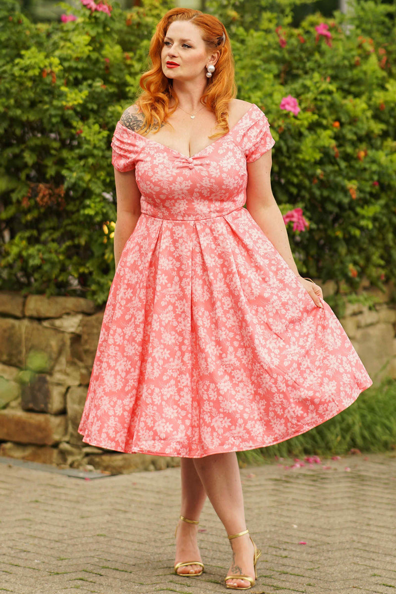 Off Shoulder Circle Skirt Dress with Pockets Azalea