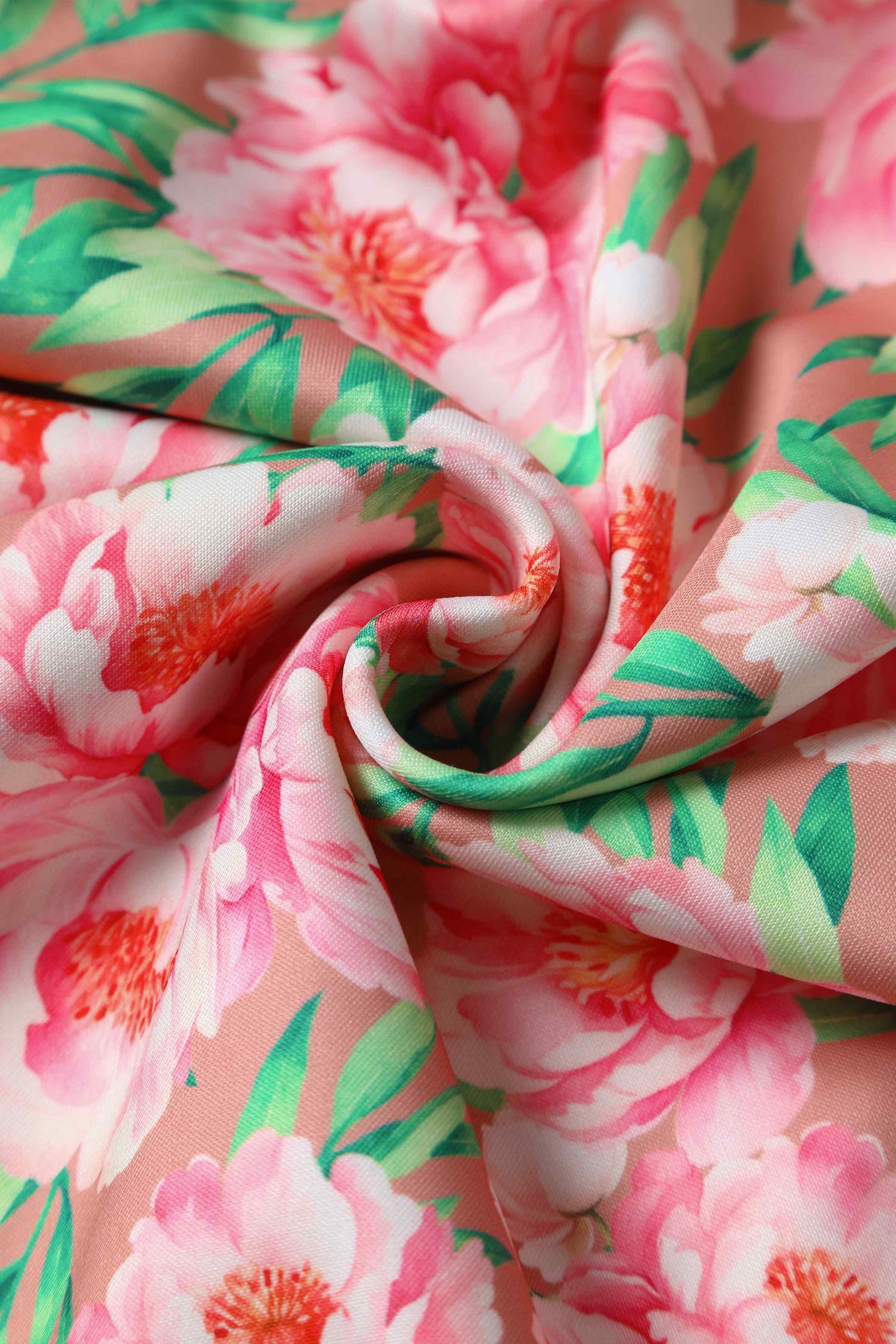 Close up View of Pink Floral Off Shoulder Dress