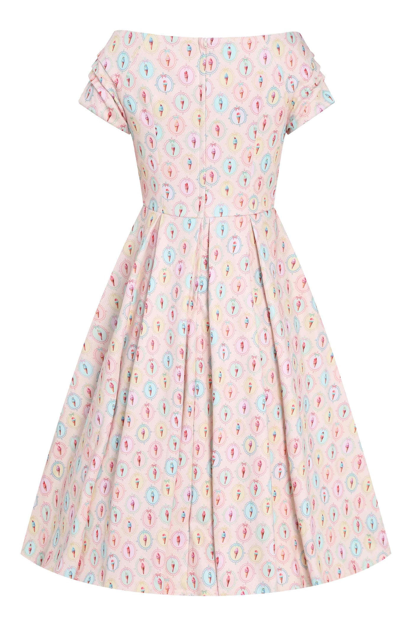 Back view of Pink Gelato Off Shoulder Dress