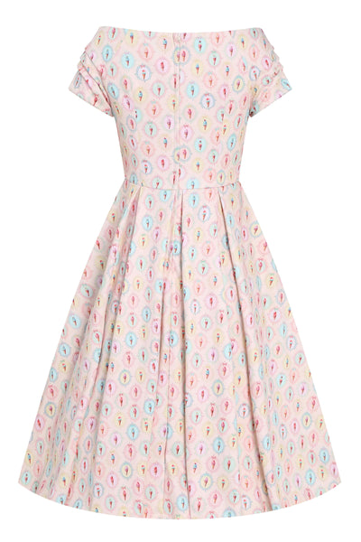 Back view of Pink Gelato Off Shoulder Dress